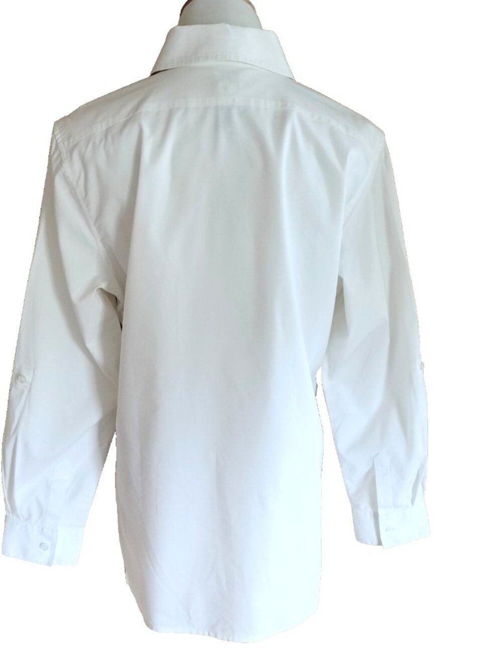 Chico's Button Front Tunic Blouse 2 Lg White Long Roll Tab Slv Side Slits - Picture 5 of 8